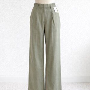 A New Day Sage Green Wide Leg Pants 4 Long NWT Elastic Back Work Trouser